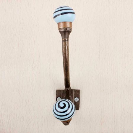 Turquoise Black Strip Iron Hooks-EHG-78